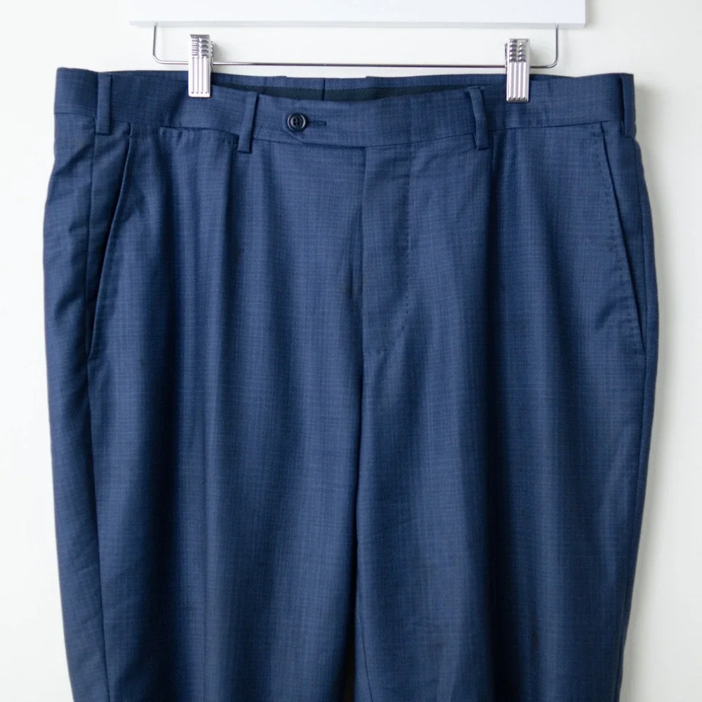 Ermenegildo Zegna Milano Wool Dress Pants Mens 36x29 Blue Flat Italy Luxury